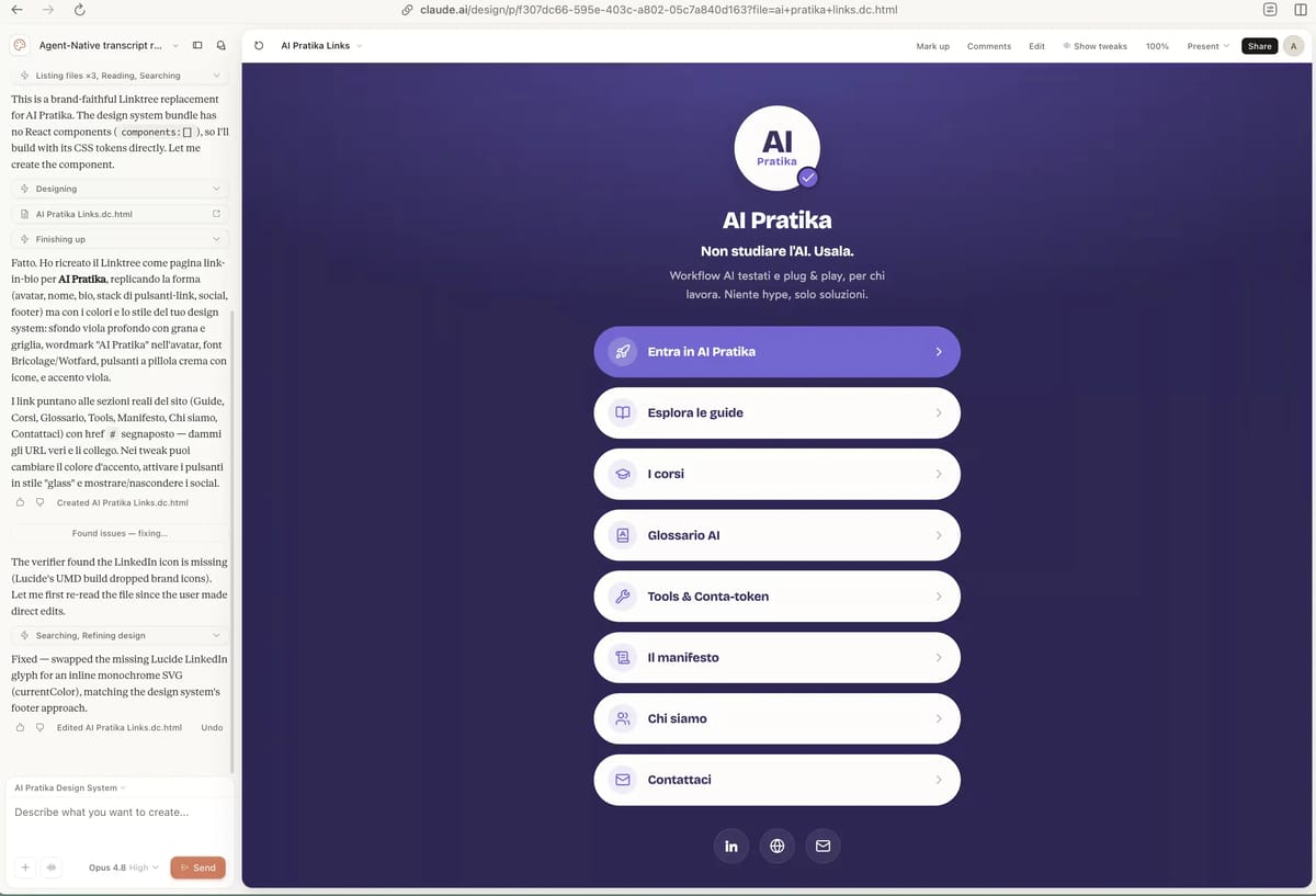 Il risultato ottenuto utilizzando il Design System di AI Pratika: colori, spaziature e tipografia coerenti