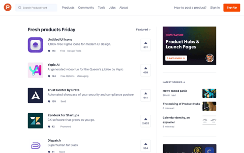 Il sito di Product Hunt